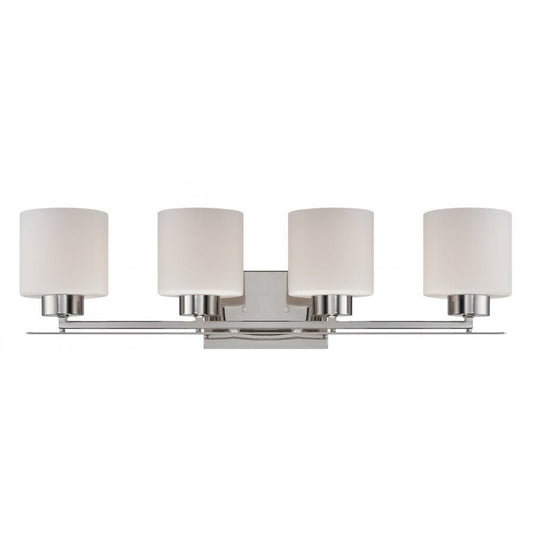 Satco 60-5204 Vanity Fixture Parallel; 4 Light; with Etched Opal Glass