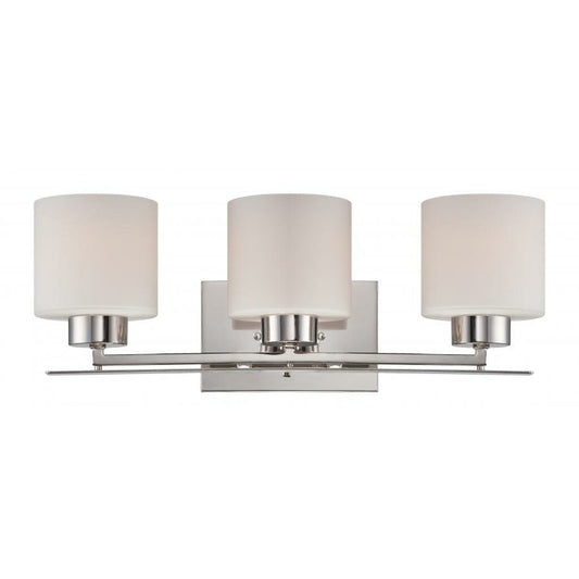 Satco 60-5203 Vanity Fixture Parallel; 3 Light; with Etched Opal Glass