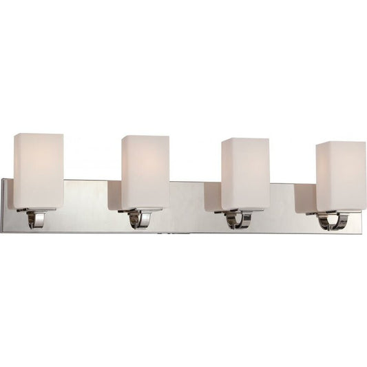 Satco 60-5184 Vanity Fixture Vista; 4 Light; with Etched Opal Glass