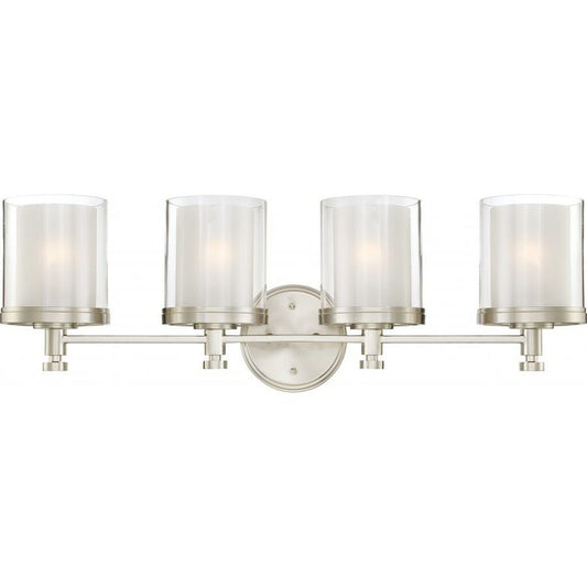 Satco 60-4644 Vanity Fixture Decker; 4 Light; with Clear and Frosted