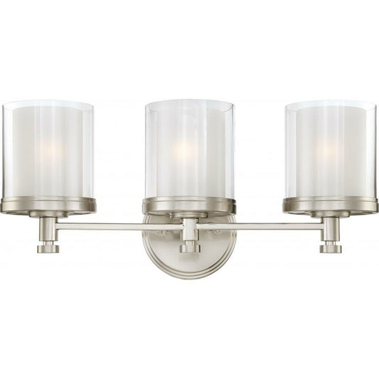 Satco 60-4643 Vanity Fixture Decker; 3 Light; with Clear and Frosted