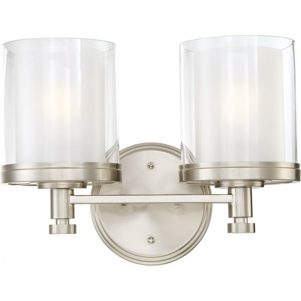 Satco 60-4642 Vanity Fixture Decker; 2 Light; with Clear and Frosted