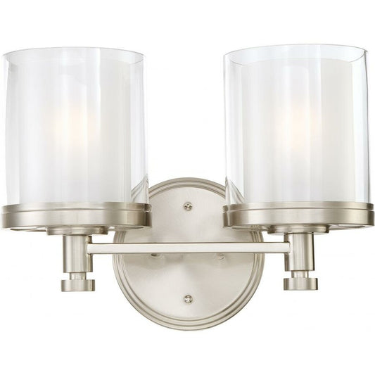Satco 60-4642 Vanity Fixture Decker; 2 Light; with Clear and Frosted