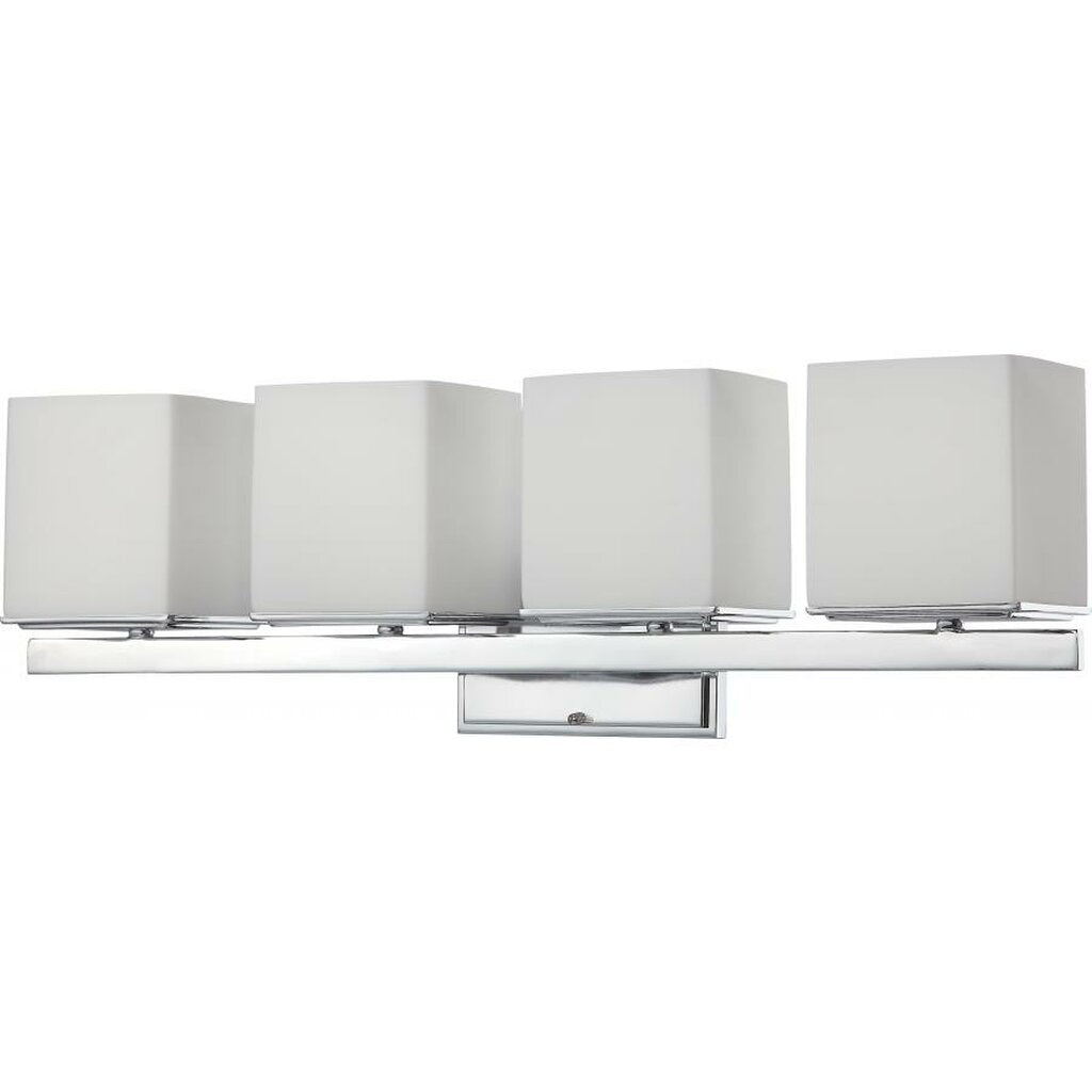 Satco 60-4084 Vanity Fixture Bento; 4 Light; with Satin White Glass