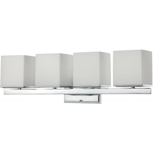 Satco 60-4084 Vanity Fixture Bento; 4 Light; with Satin White Glass