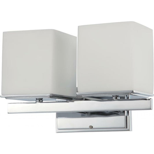 Satco 60-4082 Vanity Fixture Bento; 2 Light; with Satin White Glass