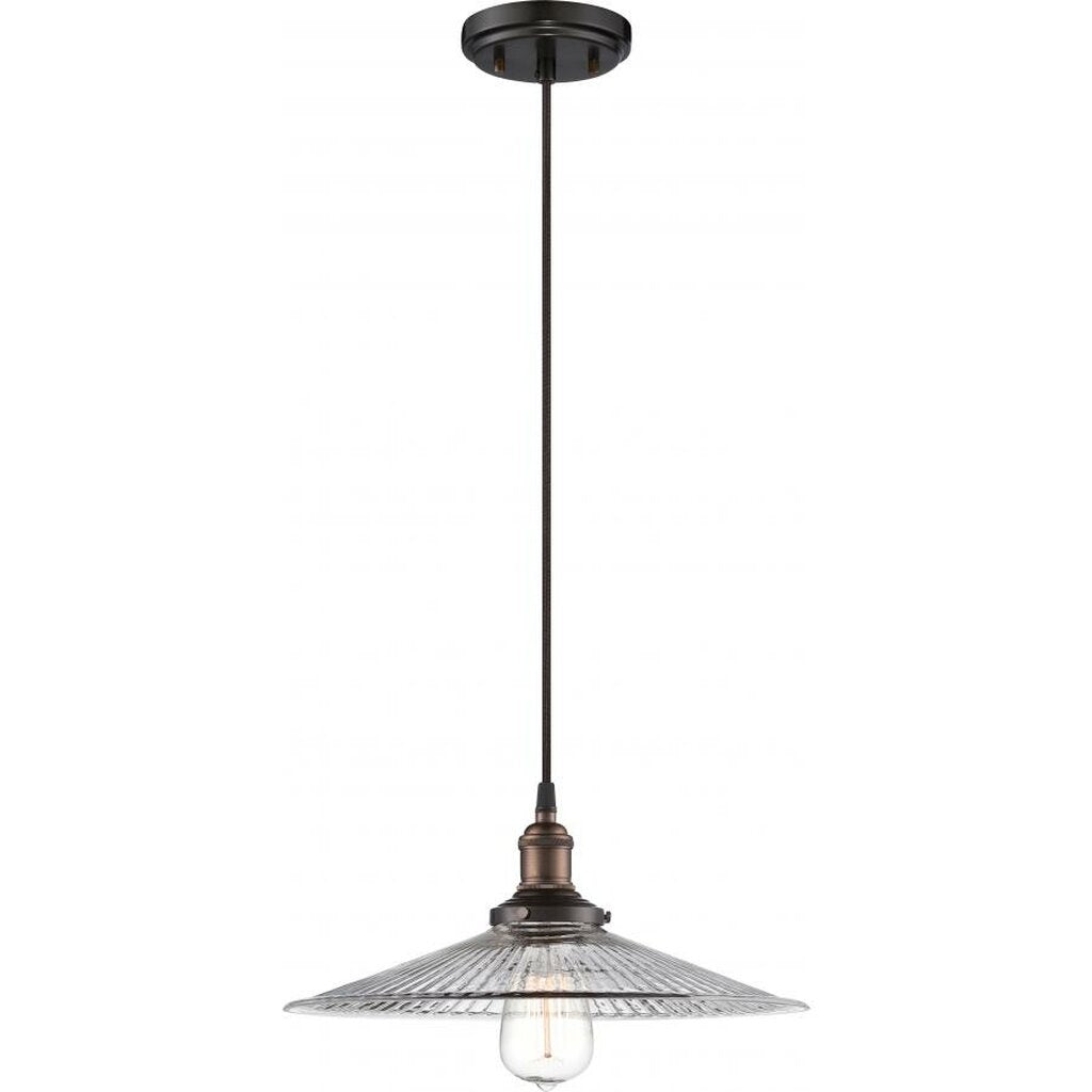 Satco 60-5516 Pendant Fixture Vintage; 1 Light; with Clear Ribbed