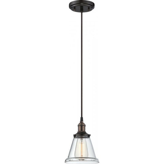 Satco 60-5502 Pendant Fixture Vintage; 1 Light; with Clear Glass;