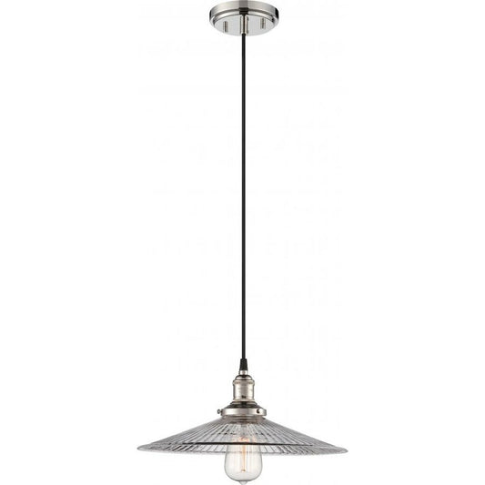 Satco 60-5416 Pendant Fixture Vintage; 1 Light; with Clear Ribbed
