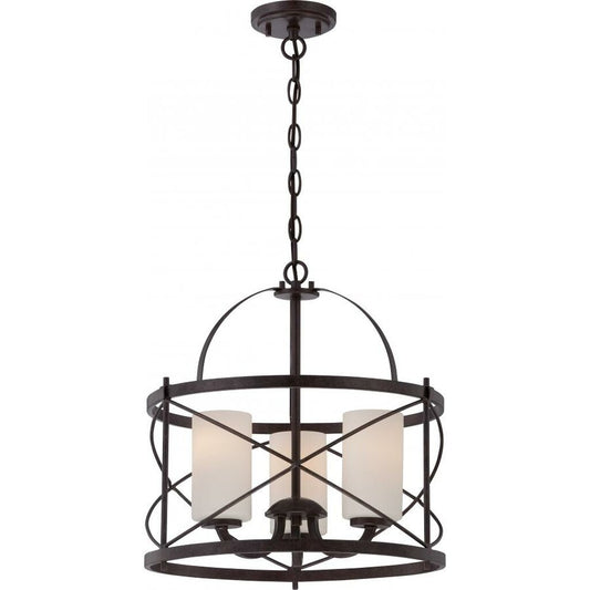 Satco 60-5337 Pendant Fixture Ginger; 3 Light; with Etched Opal Glass