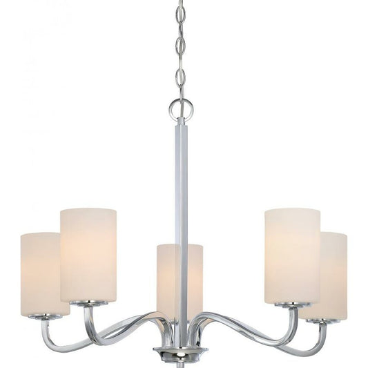 Satco 60-5805 Chandelier Fixture Willow; 5 Light; Hanging with White