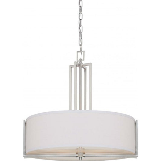Satco 60-4756 Pendant Fixture Gemini; 4 Light; with Slate Gray Fabric