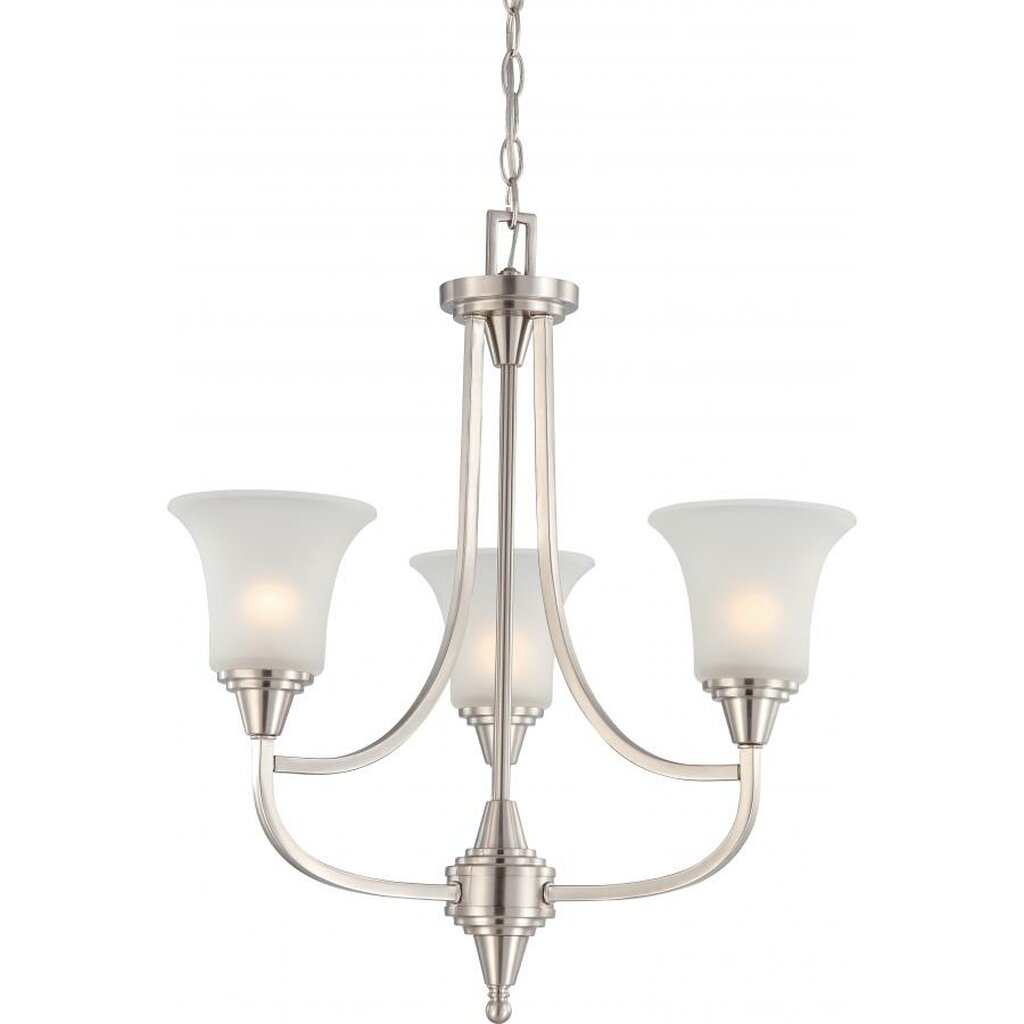 Satco 60-4145 Chandelier Fixture Surrey; 3 Light; with Frosted Glass