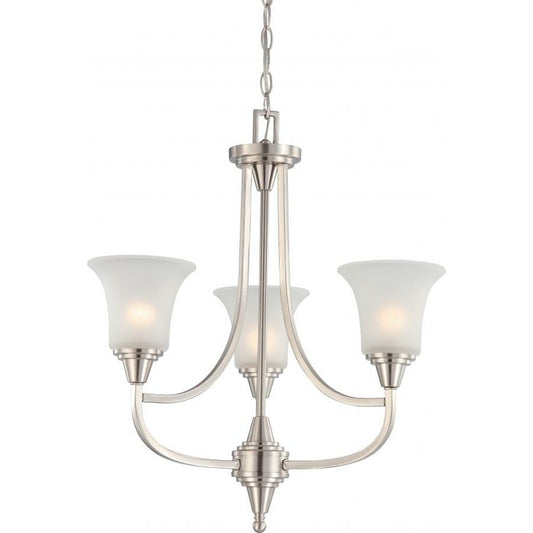 Satco 60-4145 Chandelier Fixture Surrey; 3 Light; with Frosted Glass