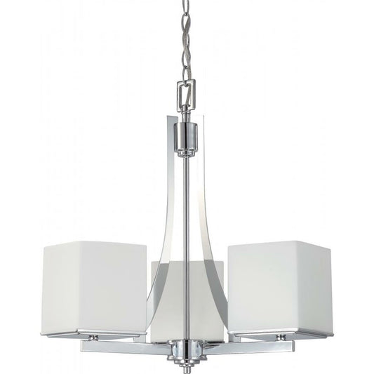 Satco 60-4085 Chandelier Fixture Bento; 3 Light; with Satin White