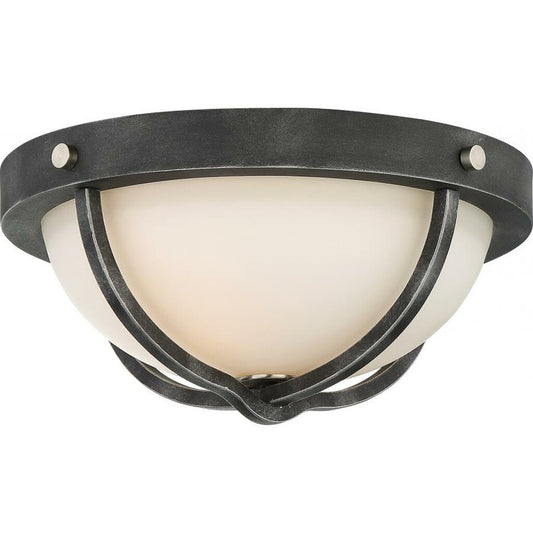 Satco 60-6126 Flush Mount Fixture 2 Light; Sherwood Iron Black with