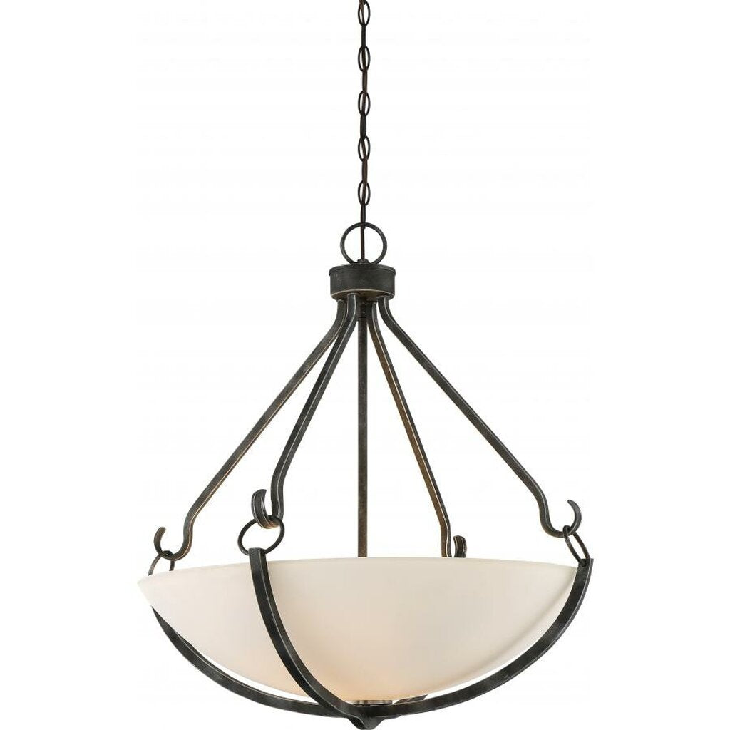 Satco 60-6125 Pendant Fixture 4 Light; Sherwood Iron Black with