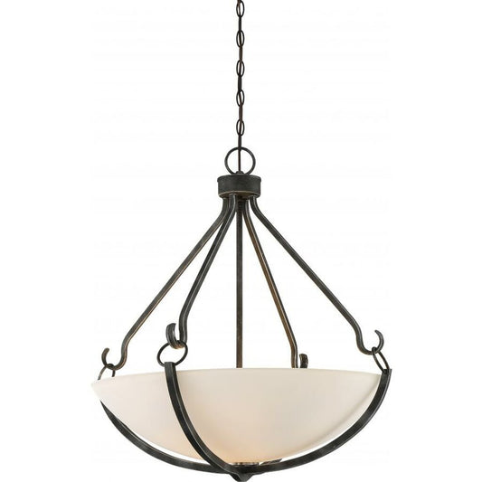 Satco 60-6125 Pendant Fixture 4 Light; Sherwood Iron Black with
