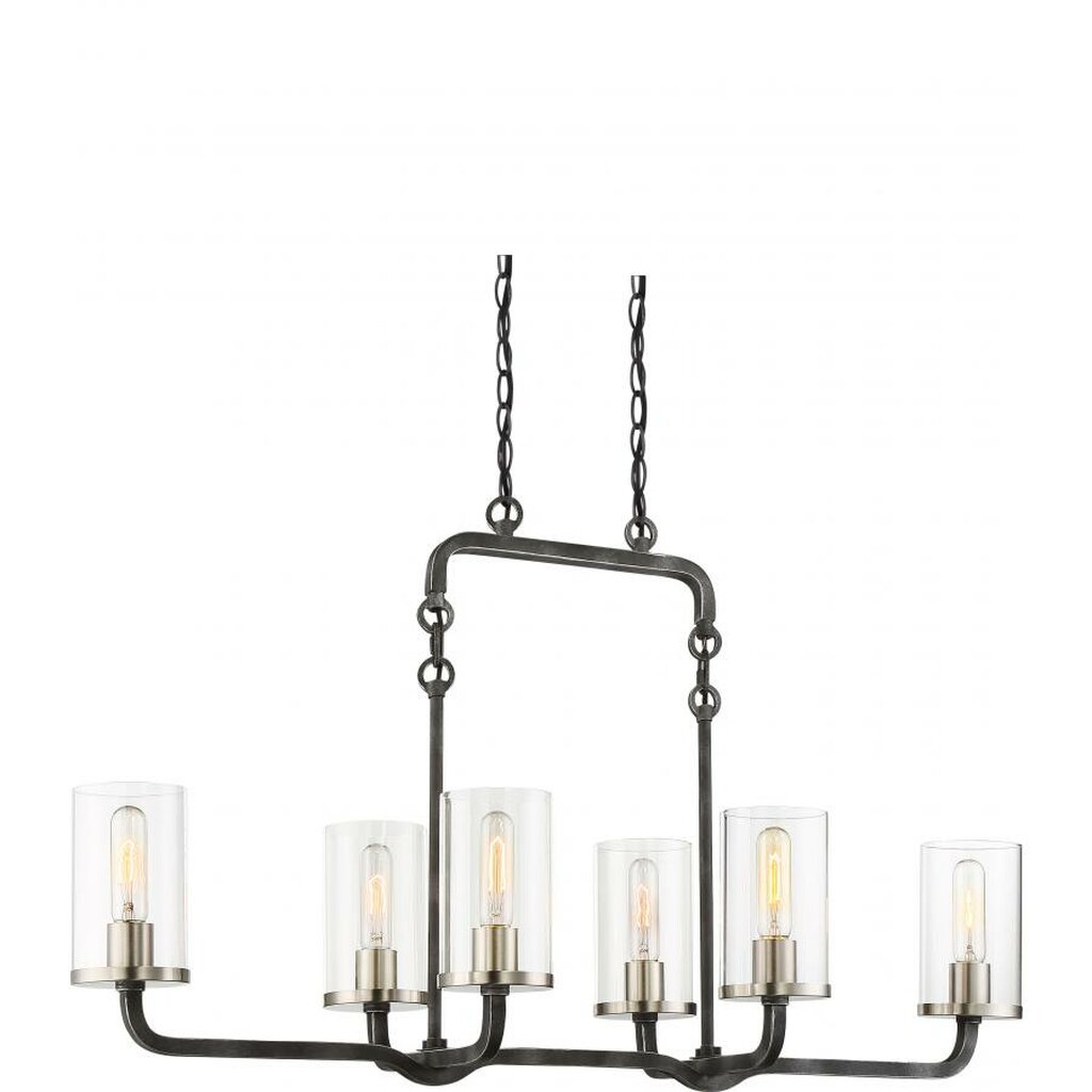 Satco 60-6124 Island Pendant Fixture 6 Light; Sherwood Iron Black with