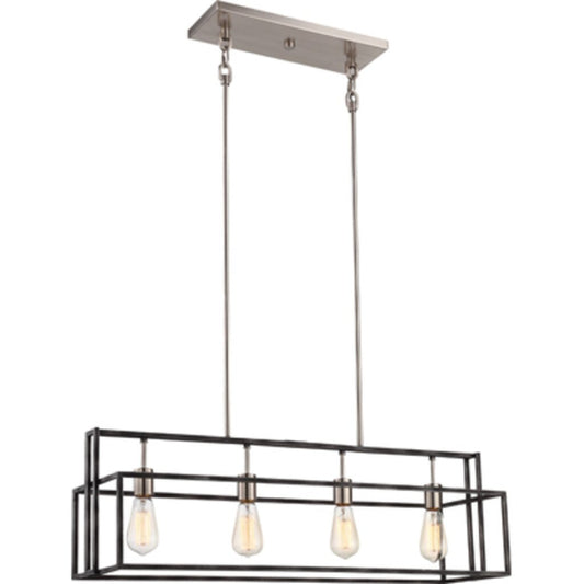 Satco 60-5859 Island Pendant Fixture Lake; 4 Light; Iron Black with