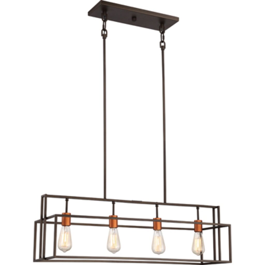 Satco 60-5854 Island Pendant Fixture Lake; 4 Light; Forest Bronze with