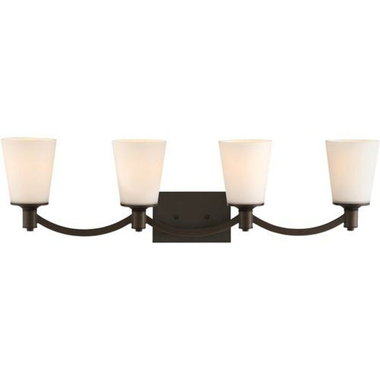 Satco 60-5974 Vanity Fixture Laguna; 4 Light; Forest Bronze with White