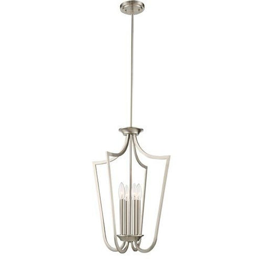 Satco 60-5876 Pendant Fixture Laguna 4 Light; Caged Brushed Nickel