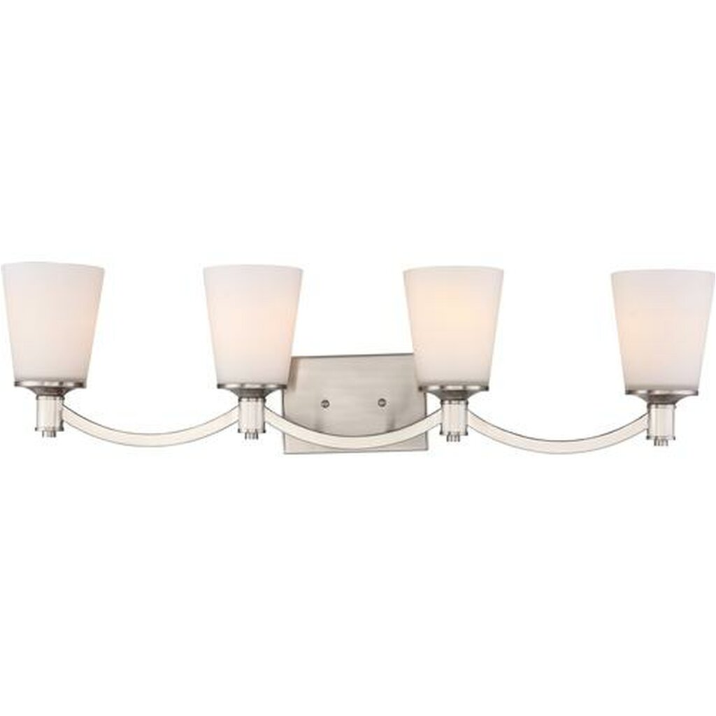 Satco 60-5874 Vanity Fixture Laguna 4 Light; Brushed Nickel with White