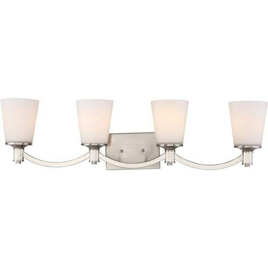 Satco 60-5874 Vanity Fixture Laguna 4 Light; Brushed Nickel with White