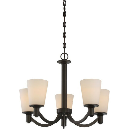 Satco 60-5925 Chandelier Fixture Laguna; 5 Light; Hanging with White