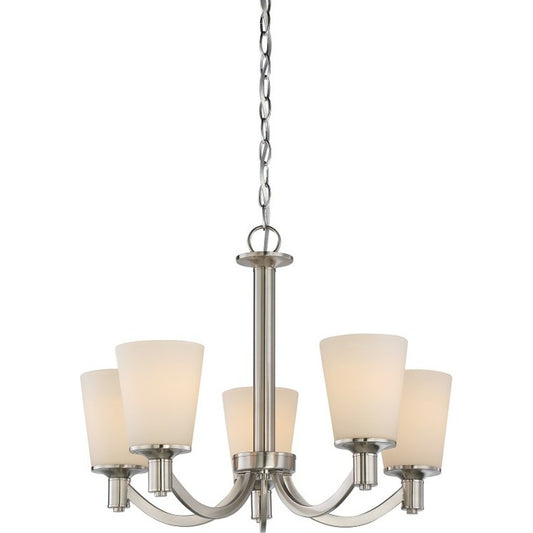 Satco 60-5825 Chandelier Fixture Laguna; 5 Light; Hanging with White