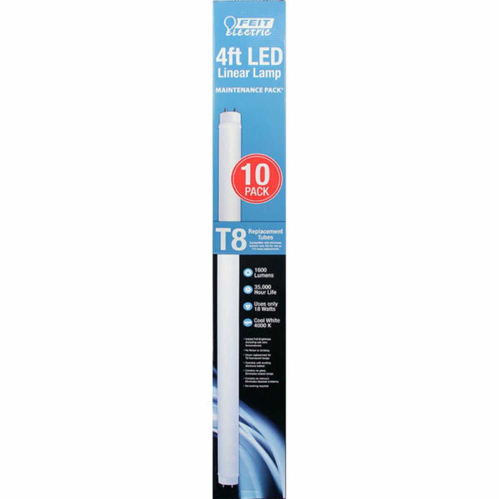10 pack - Feit Electric T848/840/LEDG2/10/RP 18W T8 Cool White LED