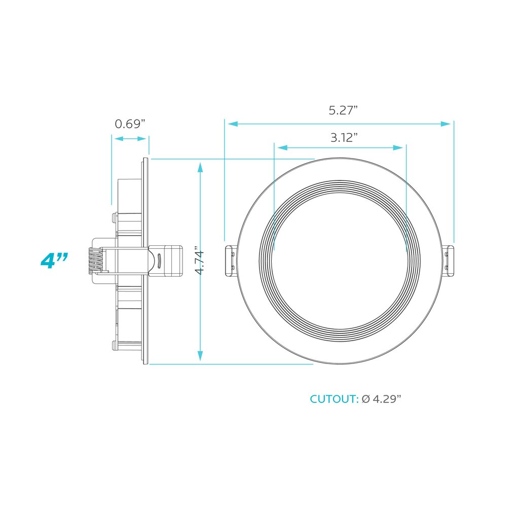 Luxrite LR23731 10.5W 4" Round LED Downlight Dimmable Fixture