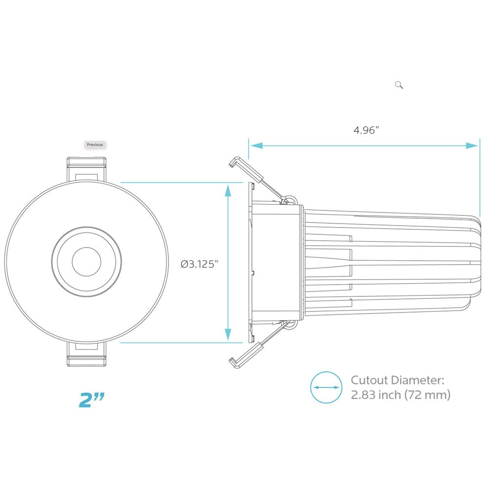Luxrite LR23415 15W LED Dimmable Fixture 2" REGRESSED DOWNLIGHT CCT