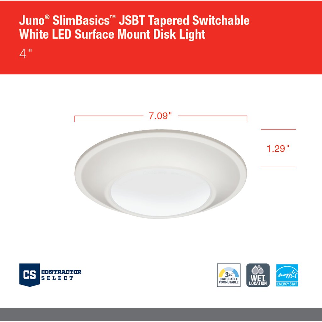 Juno JSBT 6IN SWW2 90CRI PIR MW M6 LED Fixture The SlimBasics 6in JSBT