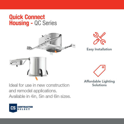 Juno QC4 W G J6 Fixture 4" New Construction IC Housing with push in