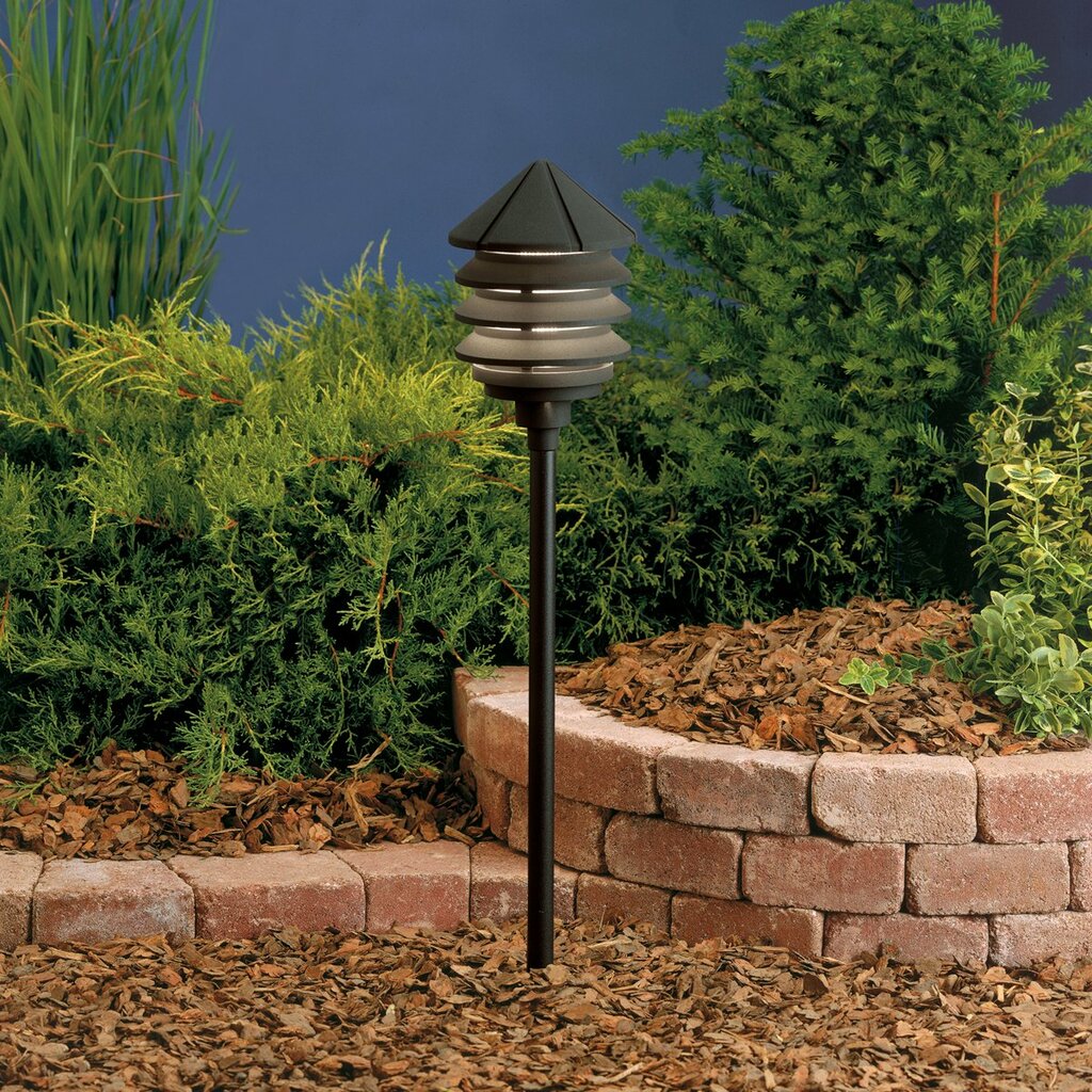 Kichler 15005BKT Fixture This 12V path light with louvers direct tiers