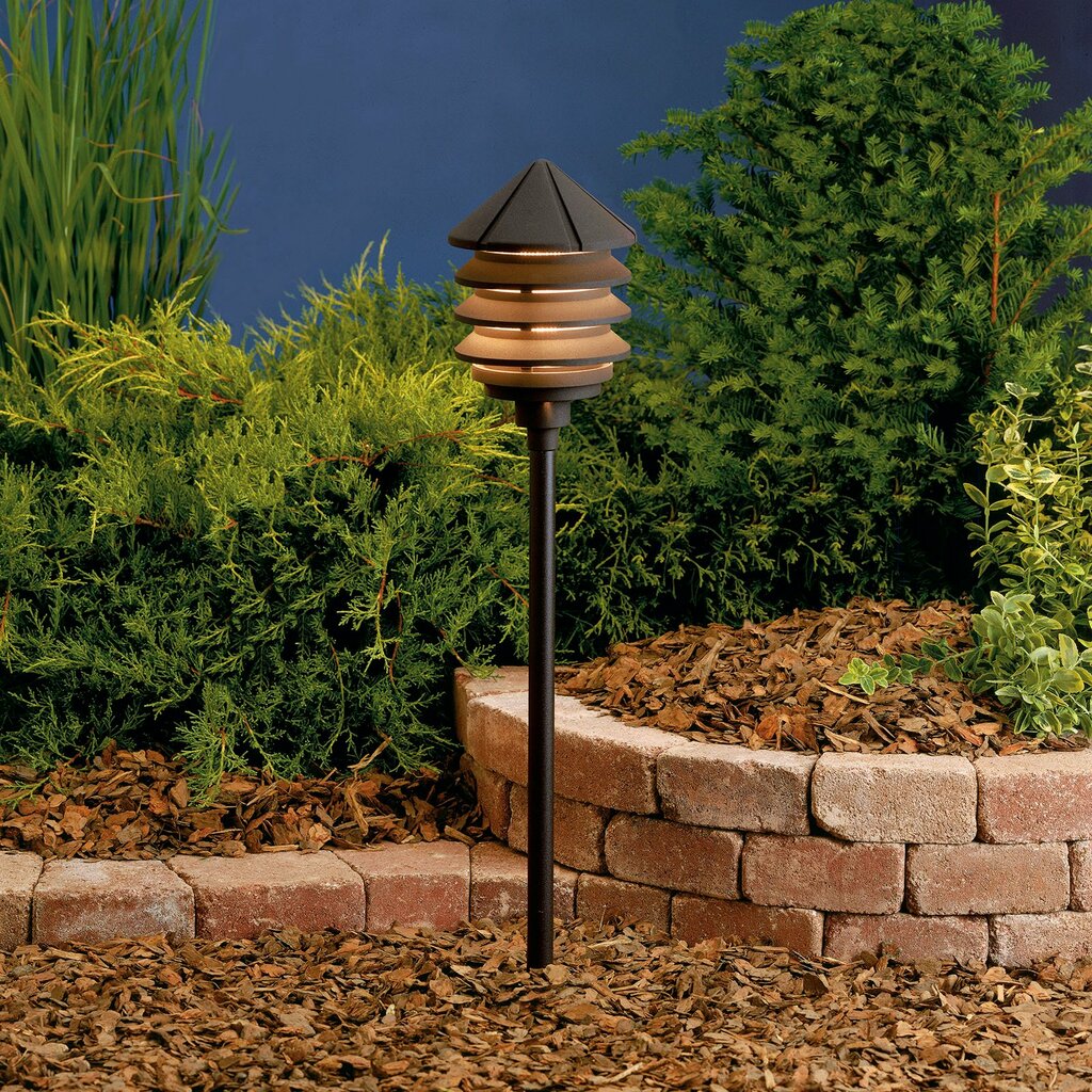 Kichler 15005AZT Fixture This 12V path light with louvers direct tiers