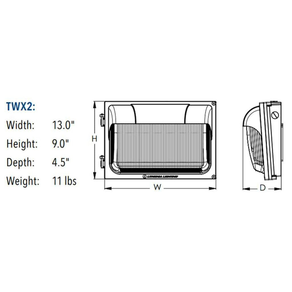 Lithonia TWX2 LED ALO 40K MVOLT DDBTXD 54W LED Wall Pack Dimmable
