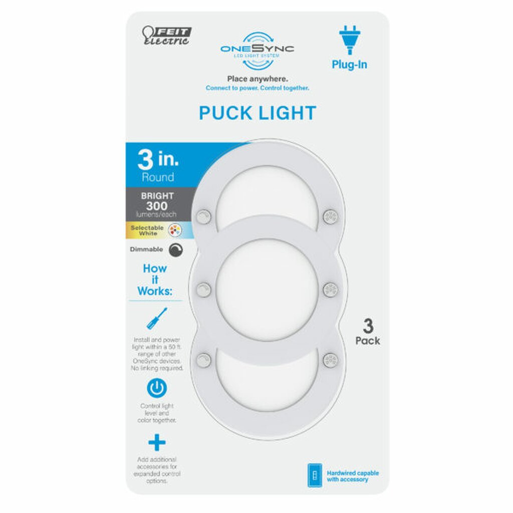 Feit Electric BPUCL/PUCK/5CCT/3 2W LED Puck Light Fixture 3 in.