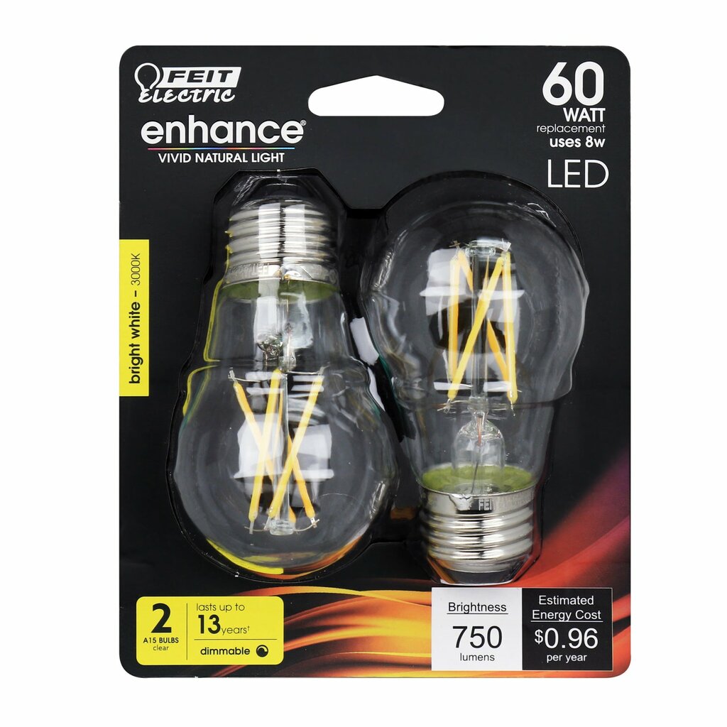 2 pack - Feit Electric BPA1560/930CAFIL/2/RP 8W A15 White LED