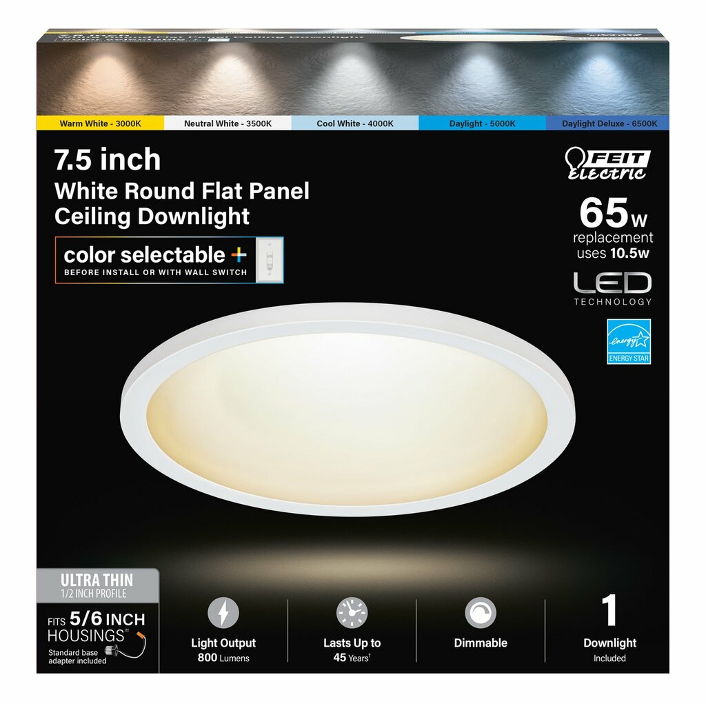 Feit Electric 74206/6WYCA 10.5W LED Wafer Dimmable Fixture 7.5 in.