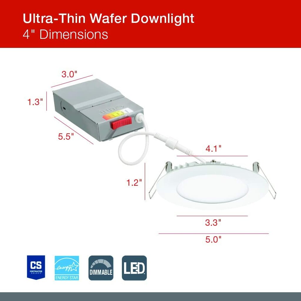 Lithonia WF4 SWW5 90CRI MW M6 9W 4" Round LED Downlight Dimmable