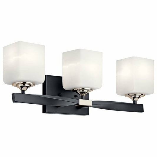 Kichler 55002BK Fixture Marette Vanity Light 3-Light Satin Etched