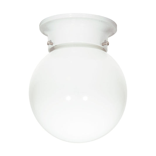 Satco SF77-947 Flush Mount Fixture 1 Light - 6" Flush with White Glass