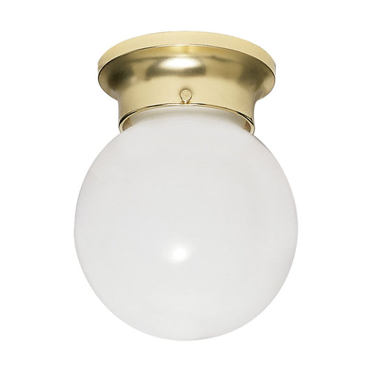 Satco SF77-108 Flush Mount Fixture 1 Light - 6" Flush with White Glass