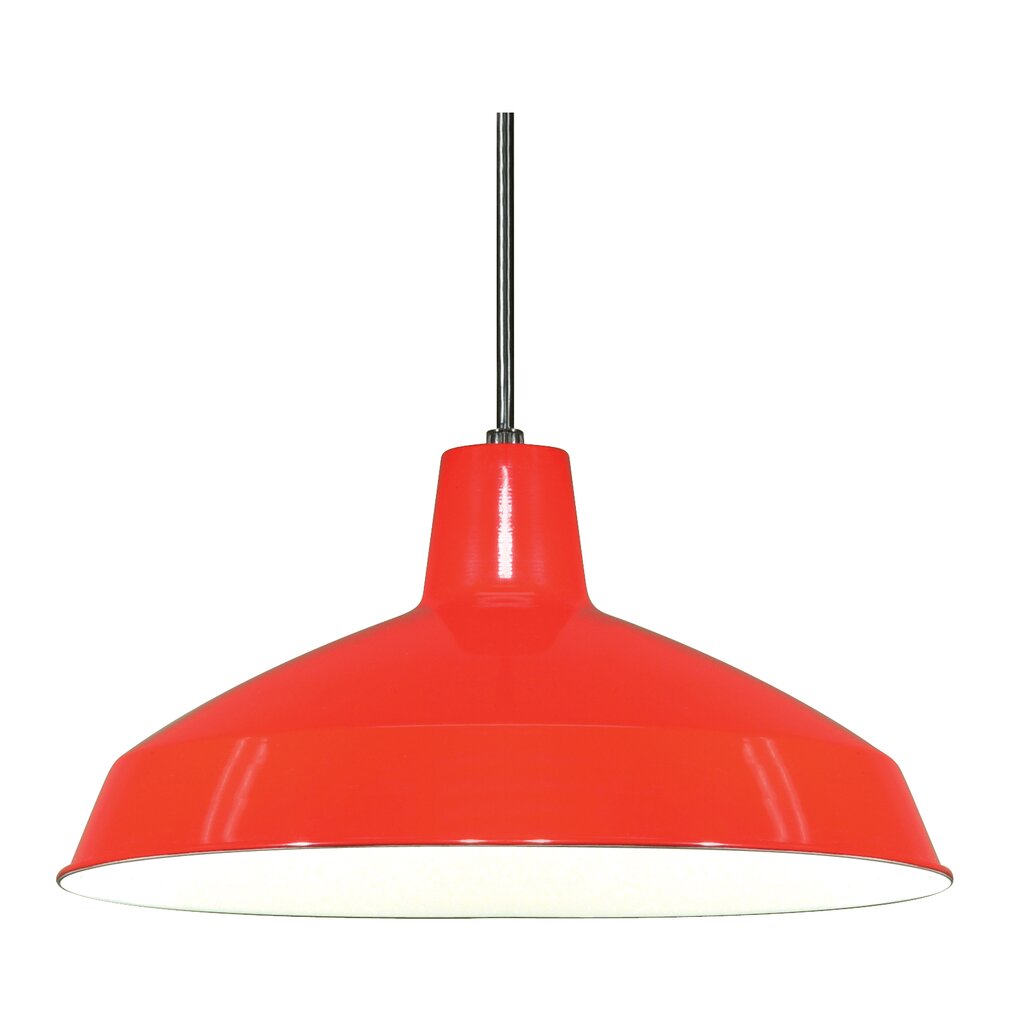 Satco SF76-663 Pendant Fixture 1 Light - 16" with Warehouse Shade Red