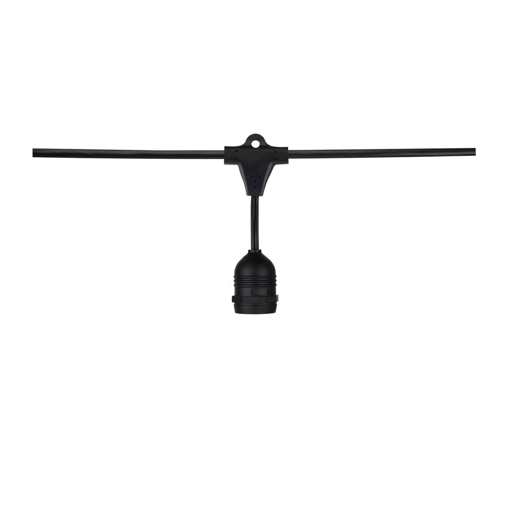 Satco S8039 String Light Fixture 24Ft; LED 12 Socketed Black Cord and