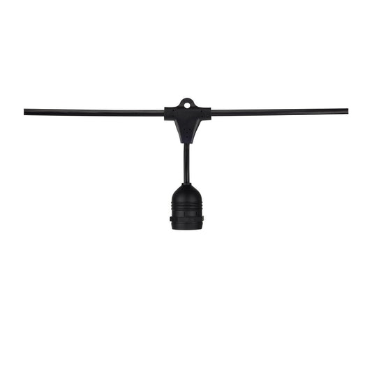 Satco S8039 String Light Fixture 24Ft; LED 12 Socketed Black Cord and