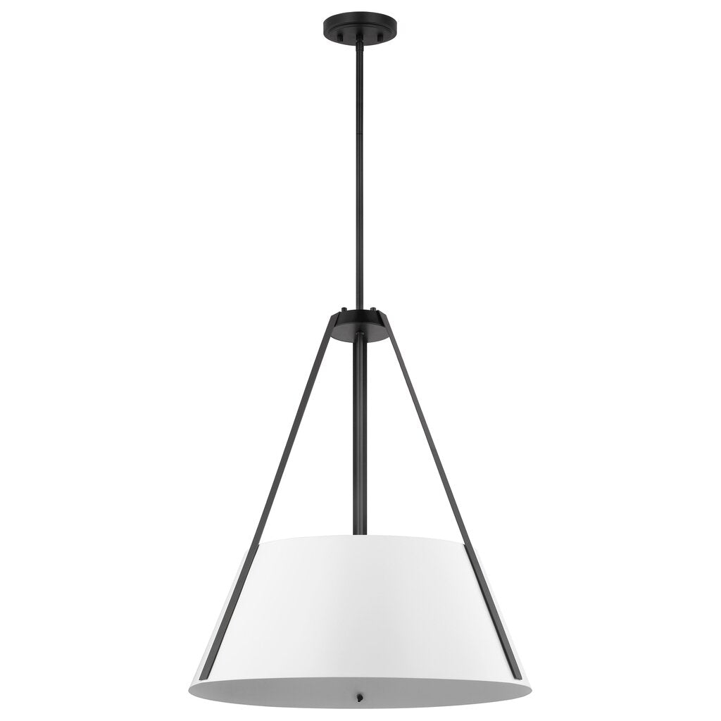 Satco 60-7697 Pendant Fixture Brewster; 3 Light Black Finish; White